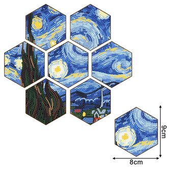 Sous-verres de Diamond Painting Vincent van Gogh Starry Night (7 pi&egrave;ces)