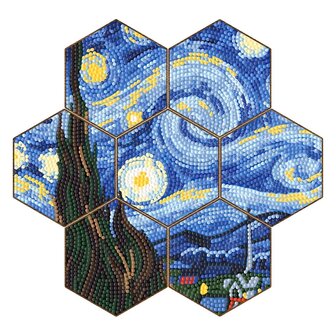 Sous-verres de Diamond Painting Vincent van Gogh Starry Night (7 pi&egrave;ces)