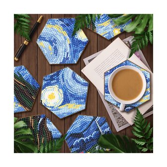 Sous-verres de Diamond Painting Vincent van Gogh Starry Night (7 pi&egrave;ces)