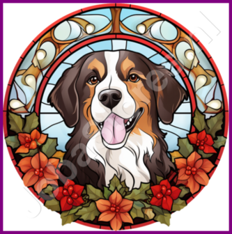 Diamond Painting Glas in lood Kerst Hond