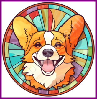 Diamond Painting Glas in lood Hond - Corgi