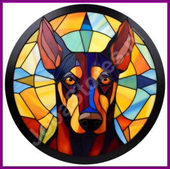 Diamond Painting Glas in lood Hond - Dobermann