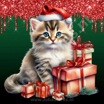 Diamond Painting Kerst Kitten