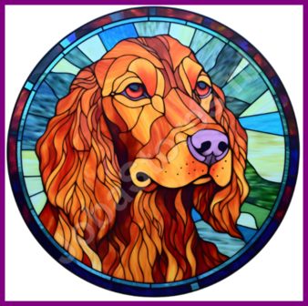 Diamond Painting Glas in lood Hond - Ierse Setter