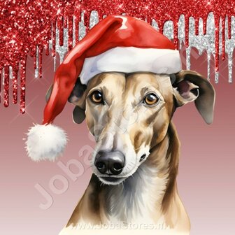 Diamond Painting Greyhound met Kerstmuts