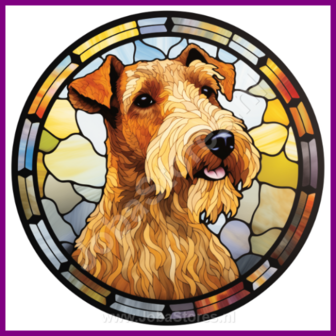 Diamond Painting Glas in lood Hond - Airedaleterrier