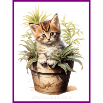 Diamond Painting Kitten in plantenpot