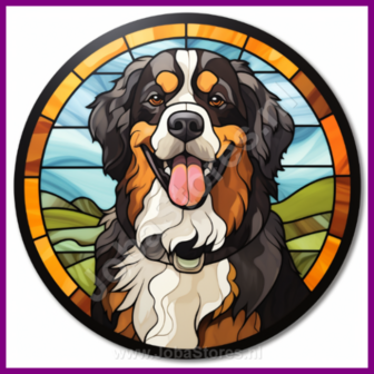 Diamond Painting Glas in lood Hond - Berner Sennenhond