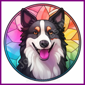 Diamond Painting Glas in lood Hond - Border Collie