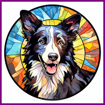 Diamond Painting Glas in lood Hond - Border Collie