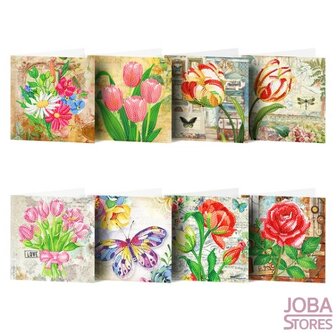 Diamond Painting Set de Cartes de V&oelig;ux Fleurs (8 cartes)