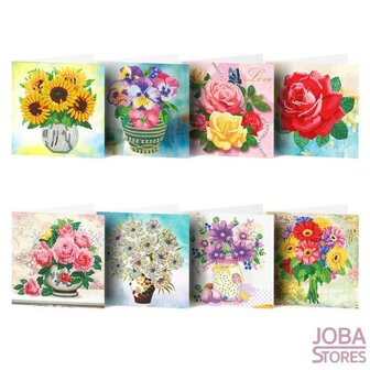 Diamond Painting Set de Cartes de V&oelig;ux Fleurs (8 cartes)