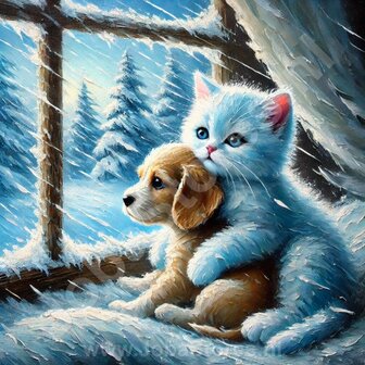 Diamond Painting Chaton et Chiot