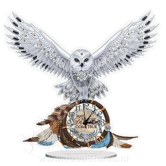 Diamond Painting Horloge Chouette Blanche