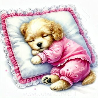 Diamond Painting Chiot avec coussin