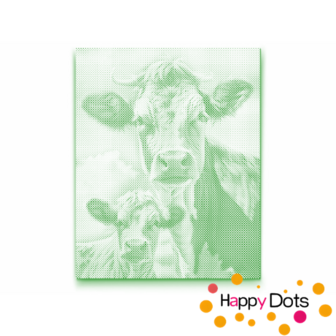 HappyDots DOT Painting Koeien 40x50cm - Stippelschilderij Groen