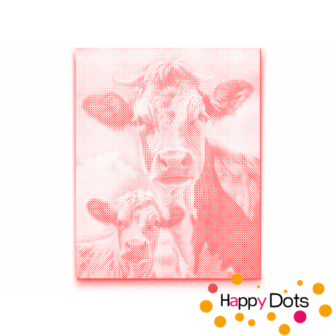 HappyDots DOT Painting Koeien 40x50cm - Stippelschilderij Rood