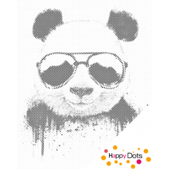 HappyDots DOT Painting Panda met zonnebril 40x50cm - Stippelschilderij