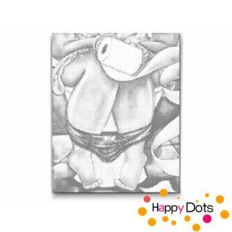 HappyDots DOT Painting Dikke Dames 07 - Toilet 40x50cm - Stippelschilderij