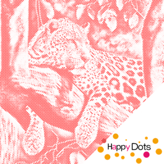 HappyDots DOT Painting Luipaard in boom 50x50cm - Rood Stippelschilderij