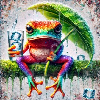 Diamond Painting Grenouille sous la pluie