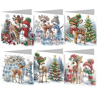 Diamond Painting Cartes de No&euml;l Set 13 (6 pi&egrave;ces)