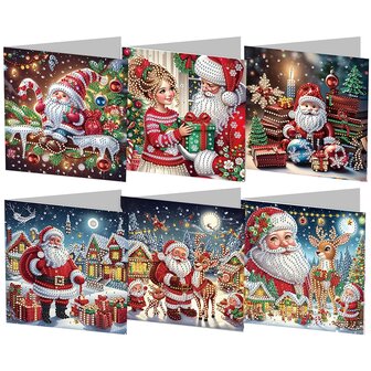 Diamond Painting Cartes de No&euml;l Set 15 (6 pi&egrave;ces)