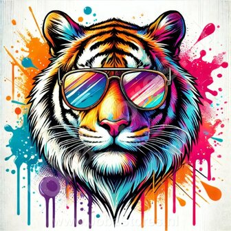 Diamond Painting Tigre avec des Lunettes de Soleil