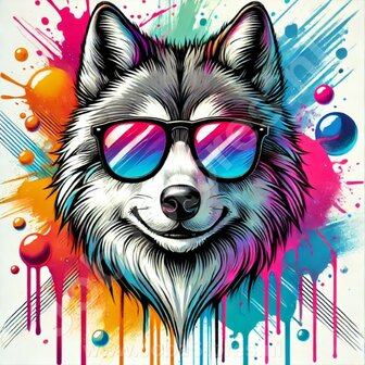 Diamond Painting Loup avec des lunettes de soleil