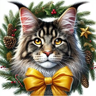 Diamond Painting Couronne de No&euml;l - Maine Coon