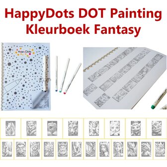 HappyDots DOT Painting Kleurboek Fantasy - 20 stippelschilderijen