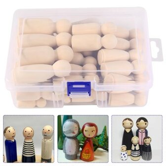 Peg Dolls 50 pi&egrave;ces dans un &eacute;tui de rangement