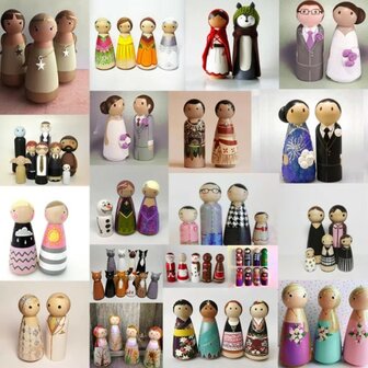 Peg Dolls 50 pi&egrave;ces dans un &eacute;tui de rangement