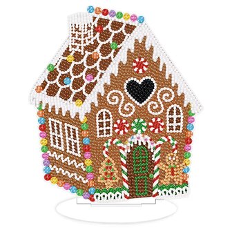 Diamond Painting Ornement de No&euml;l Debout Maison en pain d&#039;&eacute;pices (20cm)