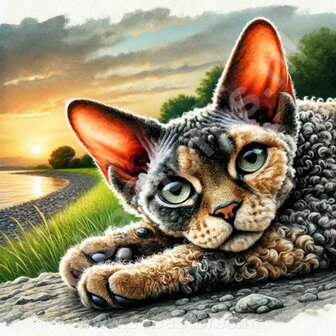 Diamond Painting Chat Couch&eacute; - Devon Rex