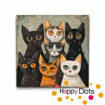 Peinture par num&eacute;ro Famille de Chats 50x50cm (HappyDots)