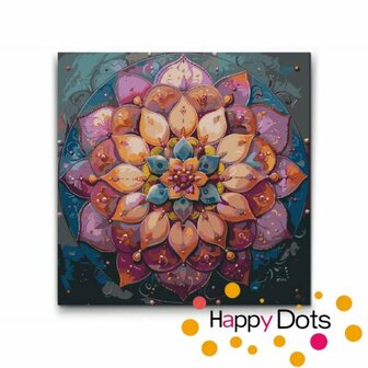 Peinture par num&eacute;ro Mandala Fleur 50x50cm (HappyDots)