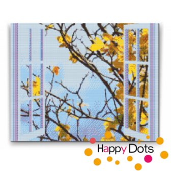 Diamond Painting Vue sur la Fen&ecirc;tre Automne (HappyDots)