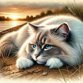 Diamond Painting Chat Allong&eacute; Ragdoll