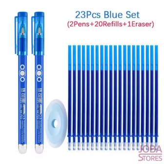 Set de stylos effa&ccedil;ables 23 pi&egrave;ces Bleu