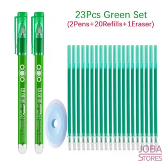 Set de stylos effa&ccedil;ables 23 pi&egrave;ces Vert