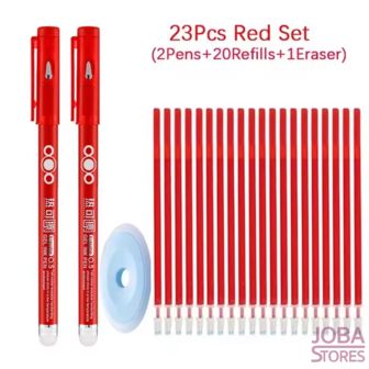 Set de stylos effa&ccedil;ables 23 pi&egrave;ces Rouge