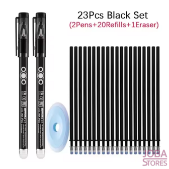 Set de stylos effa&ccedil;ables 23 pi&egrave;ces Noir