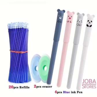 Set de stylos effa&ccedil;ables Animaux Bleu