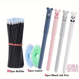 Set de stylos effa&ccedil;ables Animaux Noir