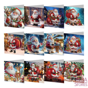 Diamond Painting Cartes de No&euml;l Set 25 - P&egrave;re No&euml;l