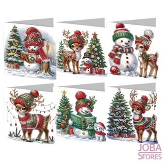 Diamond Painting Cartes de No&euml;l Set 27 - Bonhomme de neige