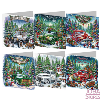 Diamond Painting Cartes de No&euml;l Set 28 - Voiture