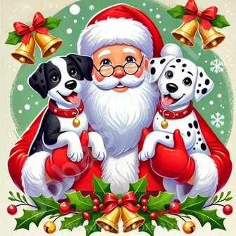 Diamond Painting P&egrave;re No&euml;l avec Dalmatien