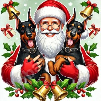 Diamond Painting P&egrave;re No&euml;l avec Doberman